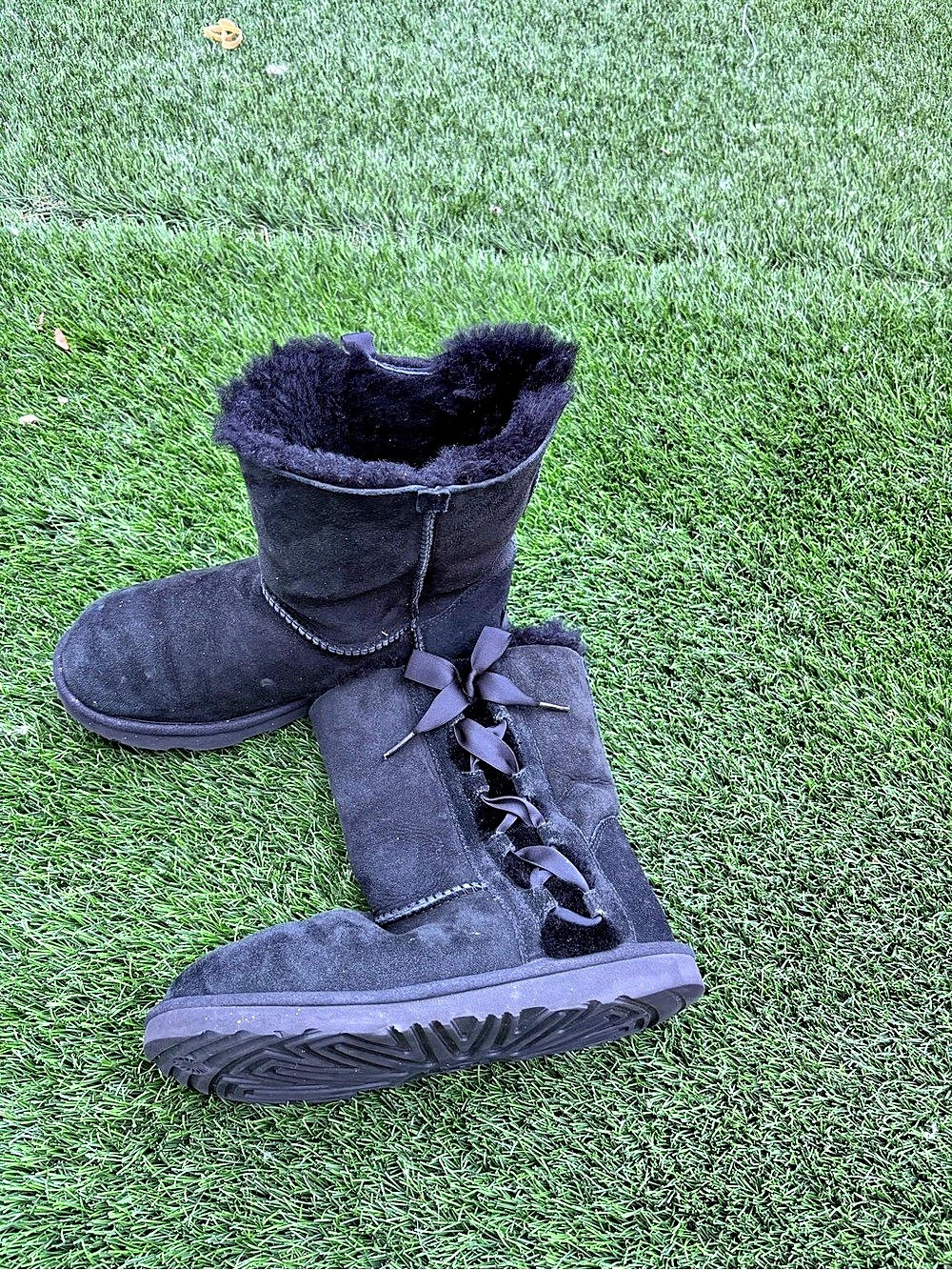 UGG Bailey Bow Boot Black Shearling-Lined Winter Boots